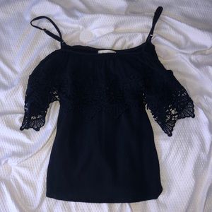 navy blue off the shoulder top